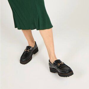 Black lug sole leather loafers (new in box)